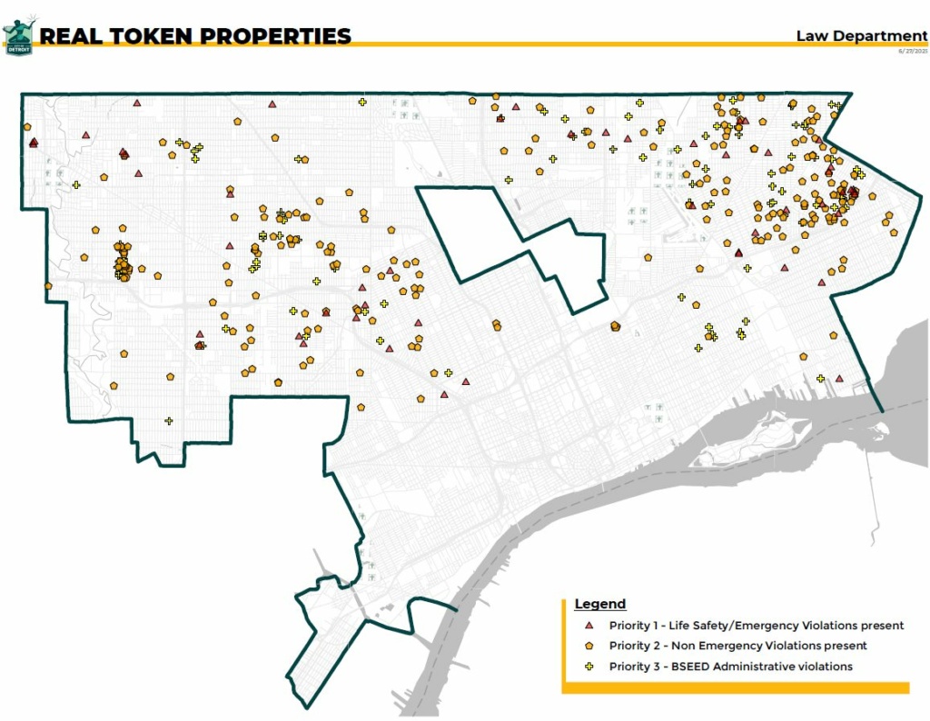 Carte des biens immobiliers de RealT mis en cause à Détroit

